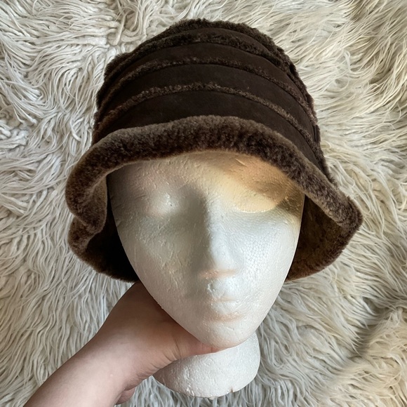 Stupp Furs Brown Sheepskin Fur Shearling Striped Hat EUC One Size main image 4
